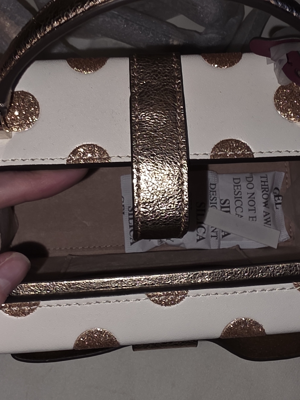 kate spade White Mini Box Bag with Rose Gold Bow & Polka Dots - Picture 11 of 12